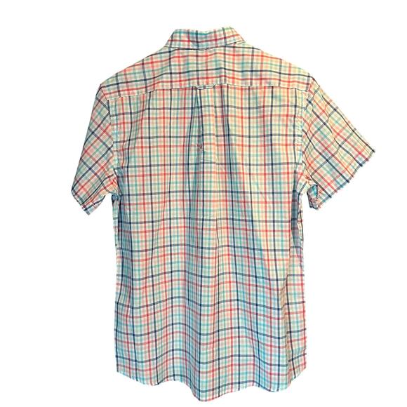IZOD NWT Size Medium plaid short sleeve button down preppy casual date - Picture 2 of 8
